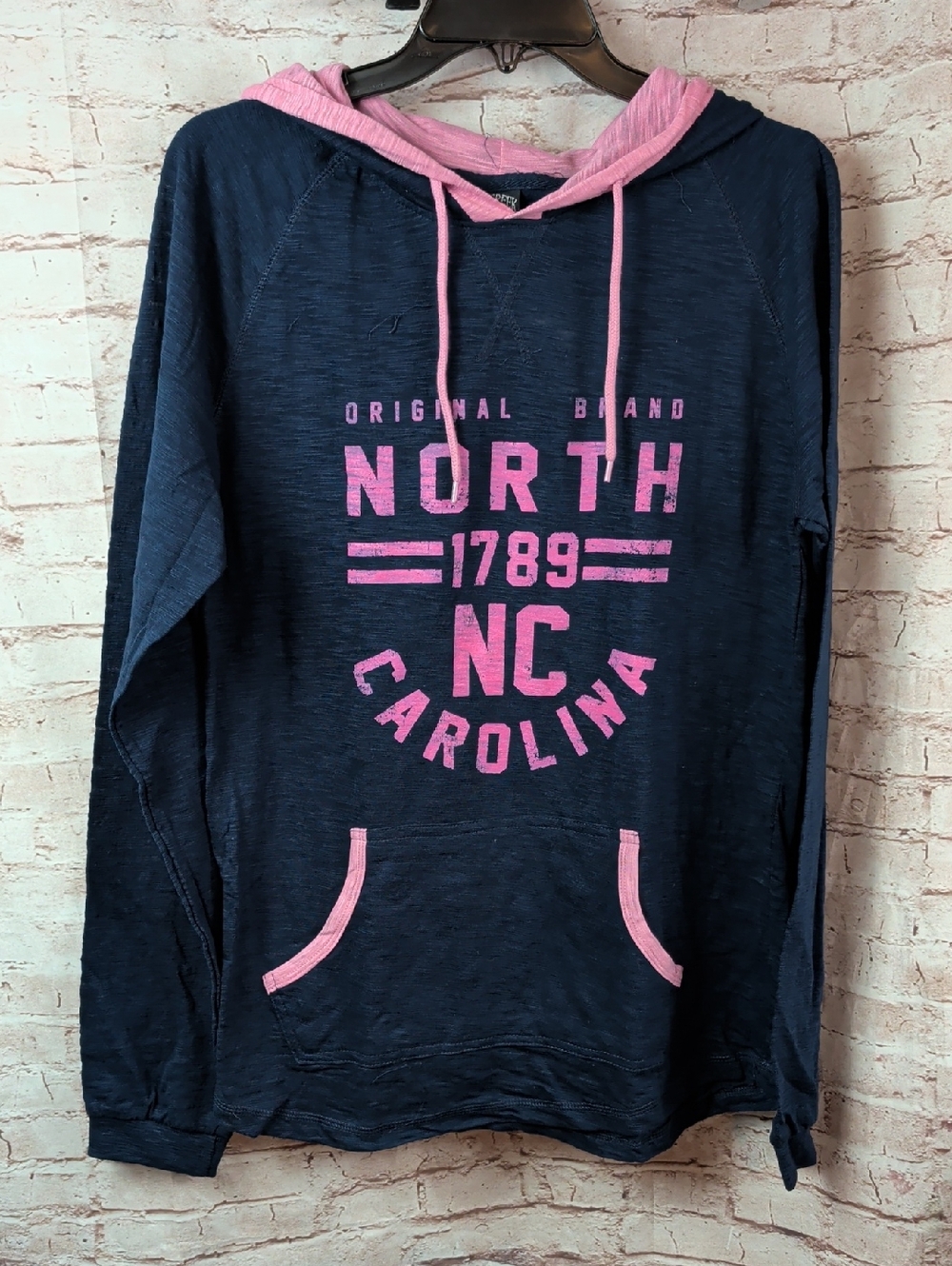 North Carolina Graphic Hoodie - Navy with Pink Accents Salt Creek Small Nwt